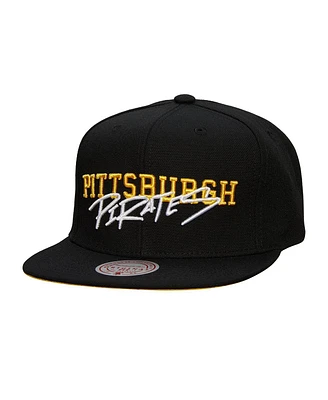 Mitchell & Ness Men's Black Pittsburgh Pirates Team Tagged Snapback Hat