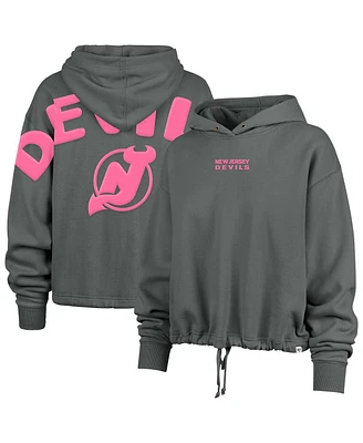 '47 Brand Women's Gray New Jersey Devils Bright Side Venice Cropped Pullover Hoodie