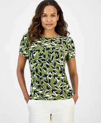 Ak Anne Klein Petite Printed Tulip-Sleeve Top