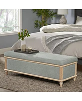 Elegant Upholstered Storage Ottoman Bench with Weathered Wood Frame and Lift-Top for Bedroom or Living Room Seating and Organization-The Pop Home