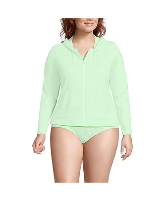 Lands' End Plus Size SunShade Upf 50 Long Sleeve Hooded Full Zip Rash Guard