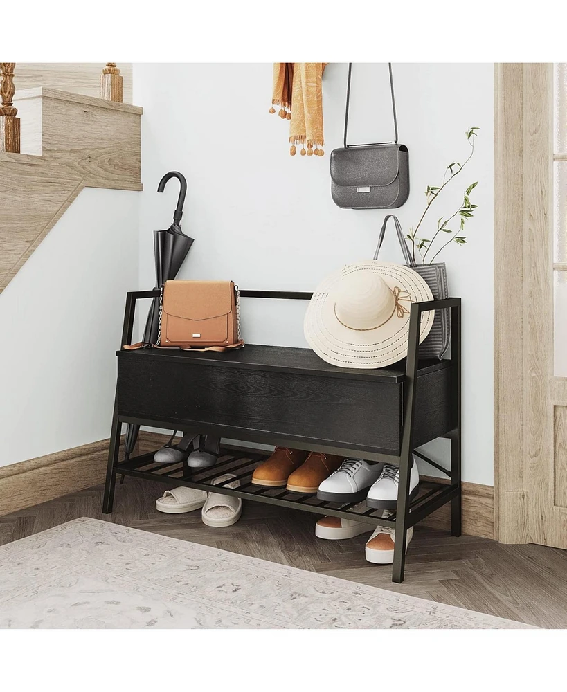 Entryway Shoe Bench with Shoe Rack, Entry Bench Shoe Organizer for Entryway, Bedroom