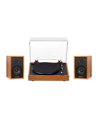 Electrohome Montrose, Upgradable Vinyl Record Player with Berkeley, Powered Bluetooth Bookshelf Speakers, 1" Tweeter & 3" Driver, for Warm N