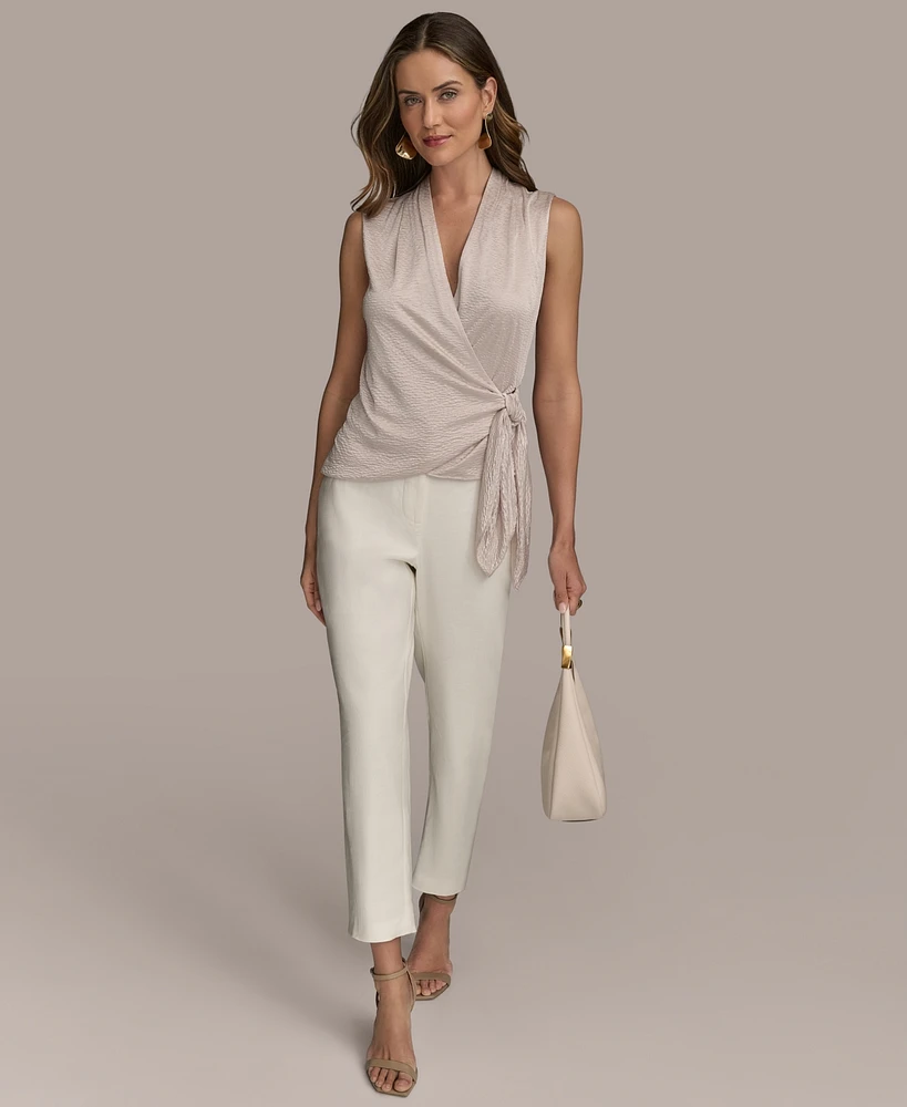 Donna Karan New York Women's Sleeveless Faux-Wrap Knit Top