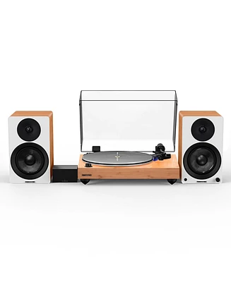 Fluance Reference RT85 High Fidelity Vinyl Turntable (White), PA10 Phono Preamp, Ai41 Powered 5" Bookshelf Speakers (White Walnut), Ortofon 2M Bl