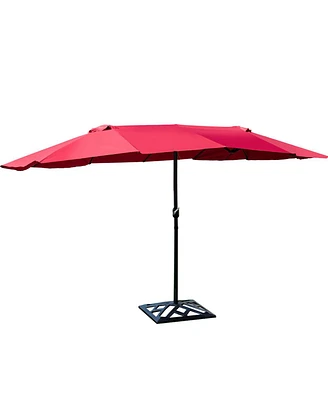 Gymax Outdoor Patio Umbrella 15' Market Umbrella Double-Sided with Crank