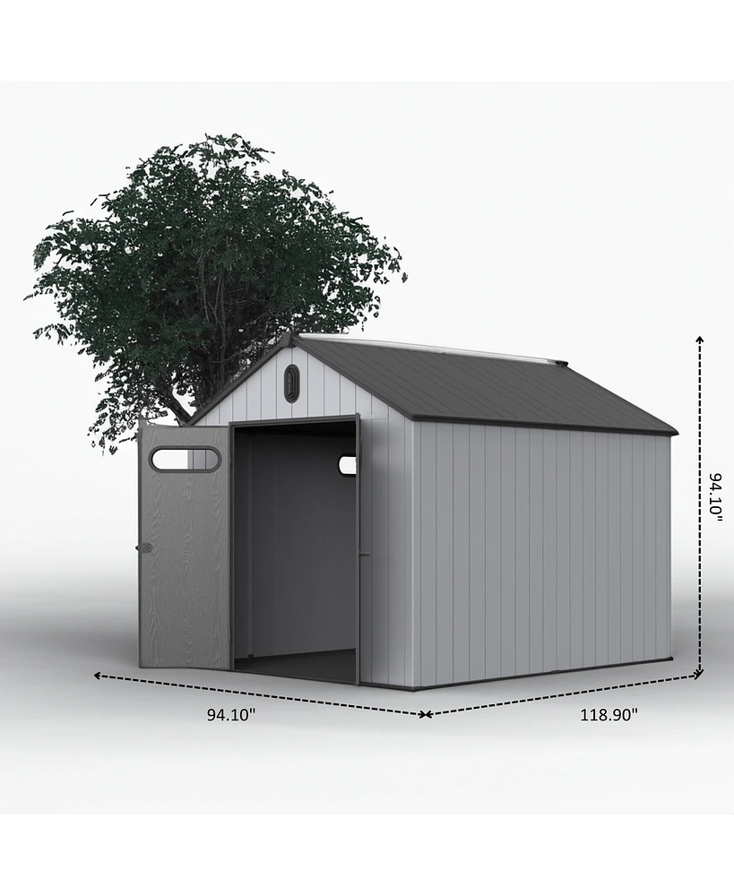 Mondawe 810Ft Resin Plastic Outdoor Storage Shed For Backyard Garden Big Spire Tool Storage