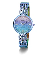 Guess Women's Analog Blue Iridescent Steel Watch, 32mm