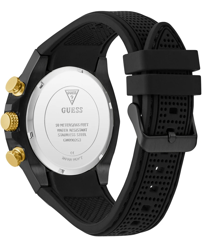 Guess Men's Multi-Function Black Silicone Strap Watch