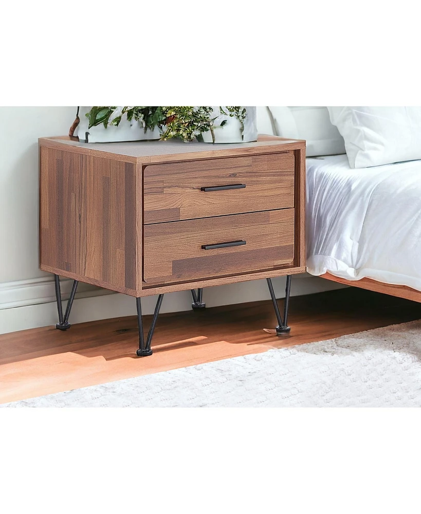 Modern Metal Bedside Table – Nightstand with Two Spacious Drawers for Bedroom Storage