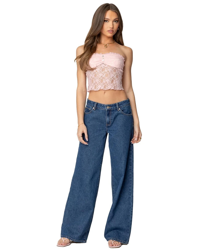 Edikted Women's Lacey Pocket Low Rise Jeans