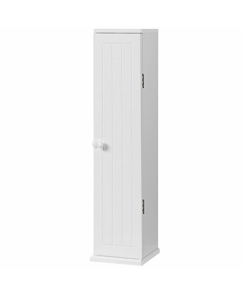 Gymax Toilet Tissue Storage Tower Bathroom Storage Floor Cabinet w/ 4 Shelves