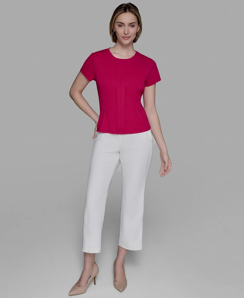 Karl Lagerfeld Paris Women's Pleated Short-Sleeve Blouse