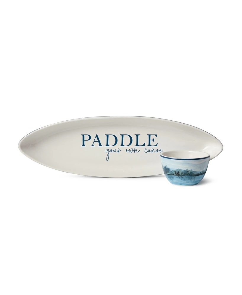 Certified International Wake At The Lake 3-d Canoe 2-Piece Chip Dip