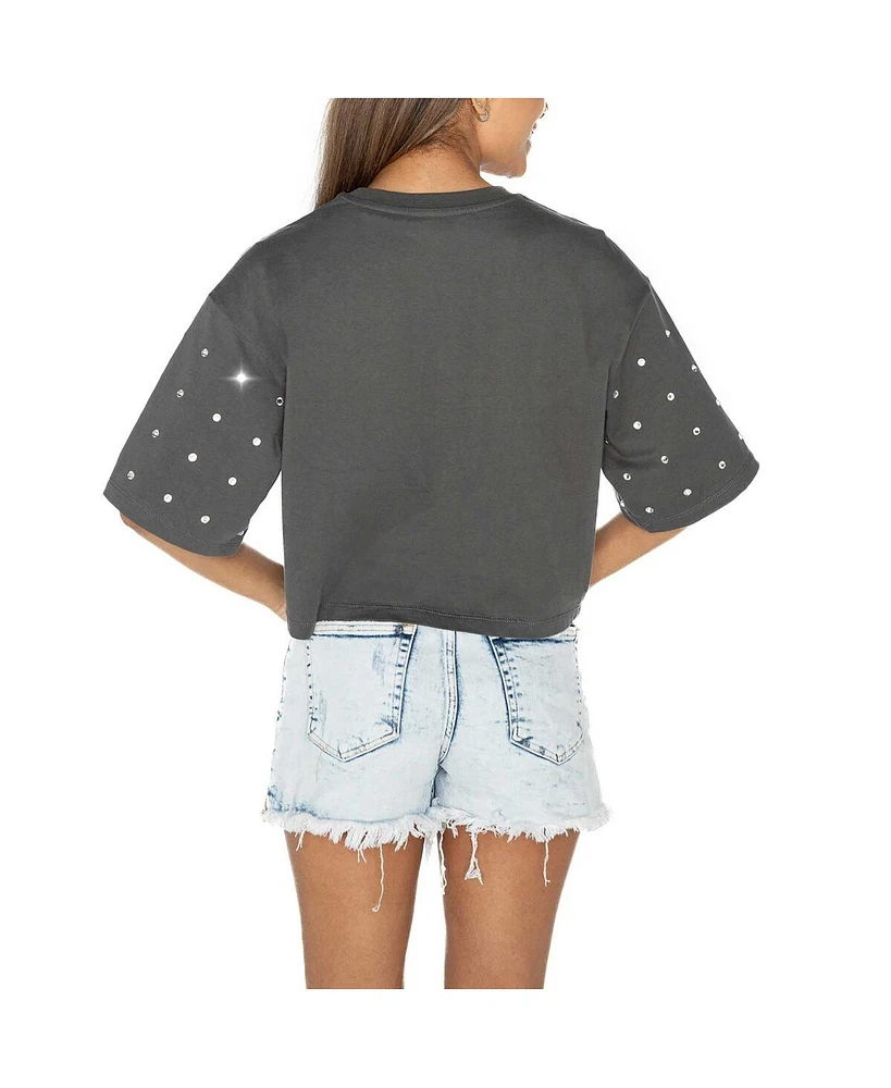 Gameday Couture Women's Gray Michigan Wolverines Go Time Rhinestone Crop T-Shirt