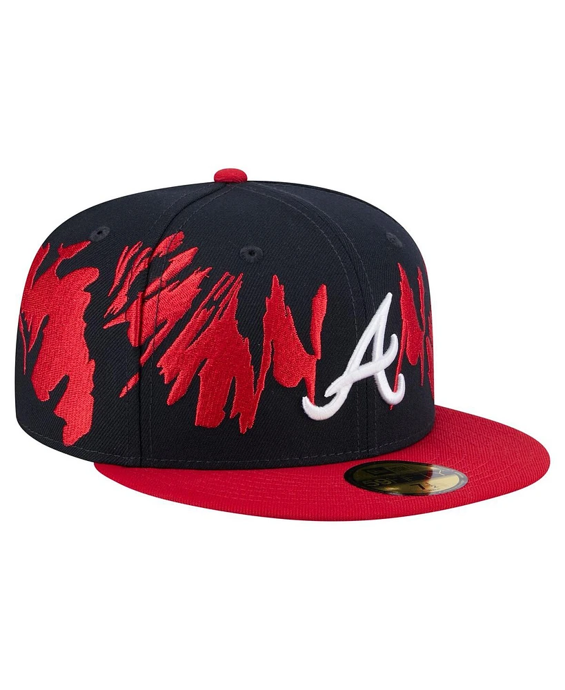 New Era Men's Navy/Red Atlanta Braves Retro Pattern 59FIFTY Fitted Hat