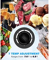 Cowsar 7.0 Cu.Ft Chest Freezer with Removable Basket and Bottom Defrost Water Drain Freestanding Top Open Door, 7 adjustable thermostatsensure .An ide