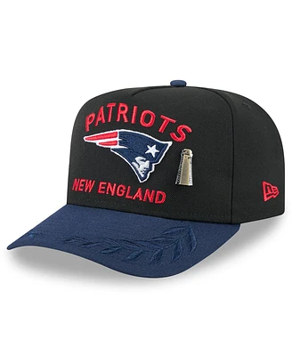 New Era Men's Black/Navy England Patriots 2025 Nfl Draft On Stage A-Frame 59FIFTY Fitted Hat