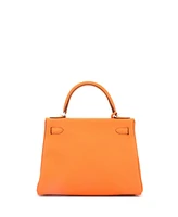 Pre-Owned Hermes Kelly 28 Handbag Clemence with Palladium Hardware