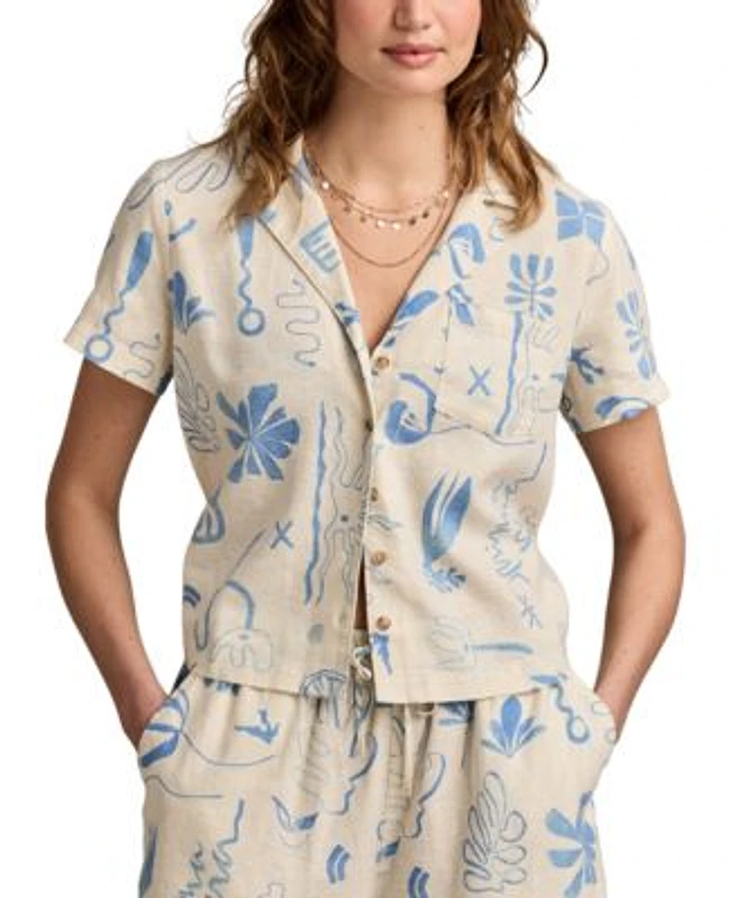 Lucky Brand Womens Printed Camp Shirt Shorts