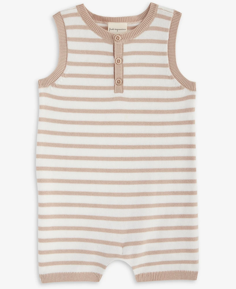 First Impressions Baby Seaside Striped Cotton Romper, Exclusively at Macy's