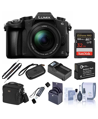 Panasonic Lumix Dmc-G85 Mirrorless Camera w/12-60mm f/3.5-5.6 Lumix G Ois Lens Bundle with Memory Card, Bag, Battery, Charger, Charger Plate, Card Wal