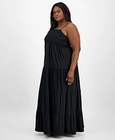 Derek Heart Trendy Plus Embroidered Lace Trim Sleeveless Maxi Dress