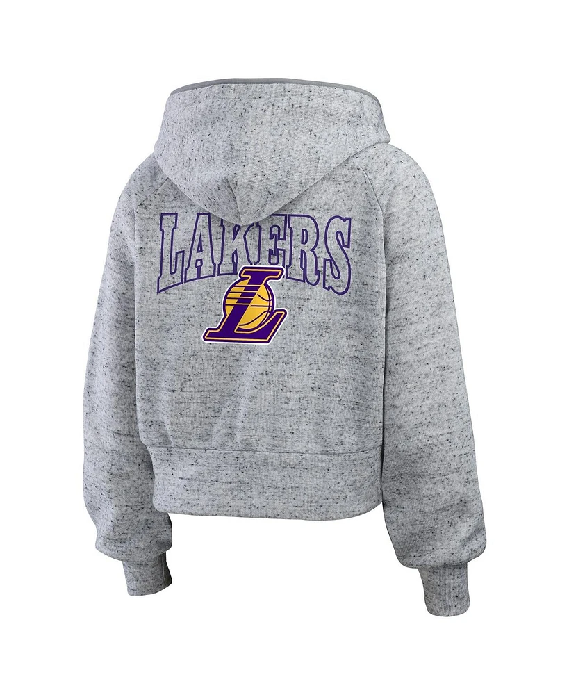 Wear By Erin Andrews Women's Heather Gray Los Angeles Lakers Speckled Radiator Full-Zip Hoodie