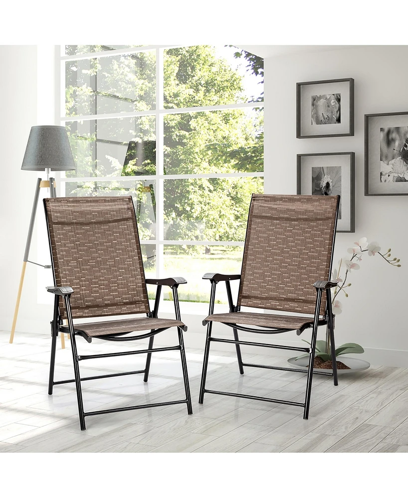 2PCS Outdoor Patio Folding Chair Camping Portable Lawn Garden