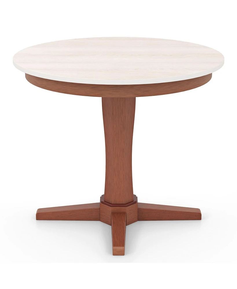 Wooden Round Dining Table with Pedestal Base