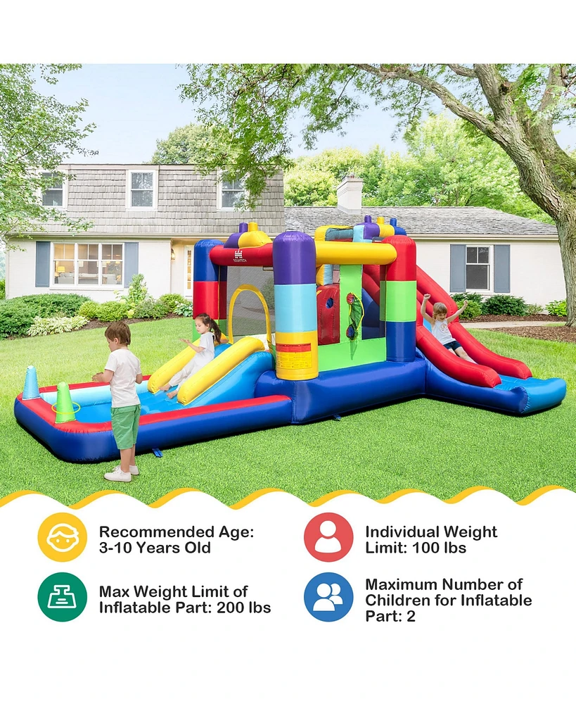 Costway Kids Multifunctional Inflatable Bounce Castle with 50 Ocean Balls & 735W Blower