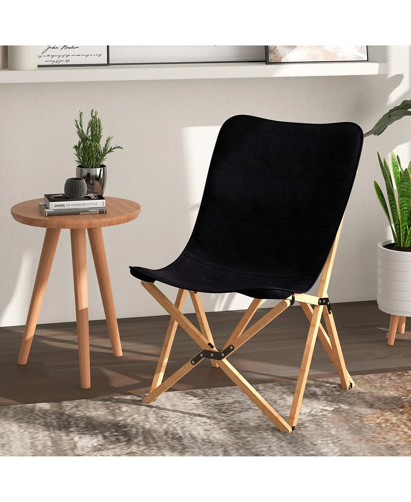 Set of 2 Wicker Dorm Chair with Storage Pocket for Camping and Fishing