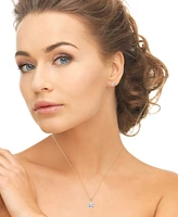2-Pc. Set Lab Grown White Sapphire Heart Pendant Necklace & Matching Stud Earrings (2-1/5 ct. t.w.) in 14k Gold-Plated Sterling Silver