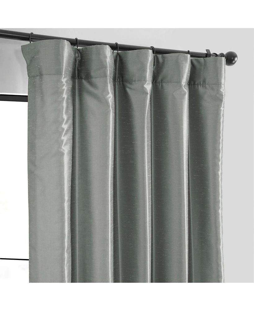 Half Price Drapes Silver Vintage Textured Faux Dupioni Silk Curtain