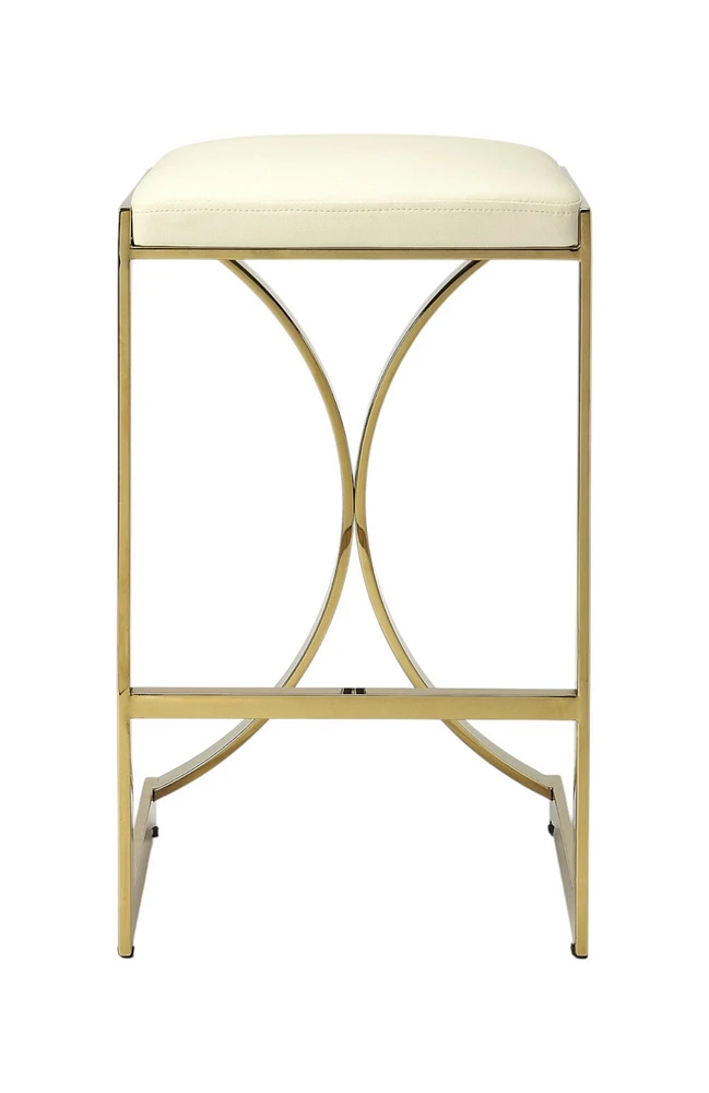 Faux Leather and Iron Backless Counter Height Bar Chair for Kitchen or Bar