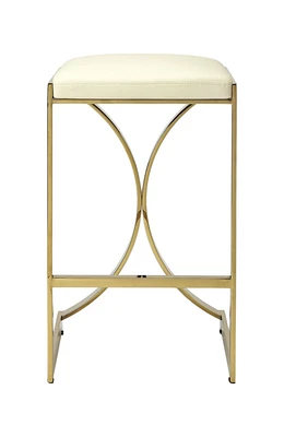 Faux Leather and Iron Backless Counter Height Bar Chair for Kitchen or Bar