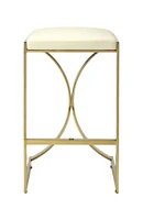 Faux Leather and Iron Backless Counter Height Bar Chair for Kitchen or Bar
