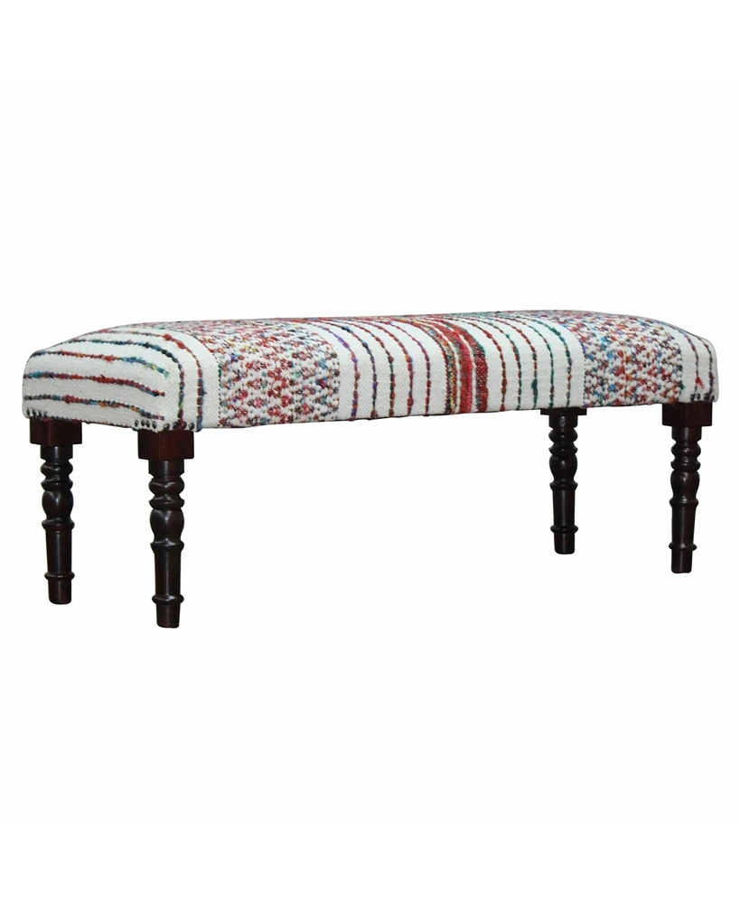 Chevron Stripe Upholstered Bench with Legs for Living Room or Entryway