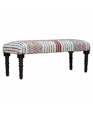 Chevron Stripe Upholstered Bench with Legs for Living Room or Entryway