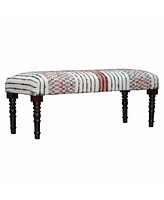 Chevron Stripe Upholstered Bench with Legs for Living Room or Entryway