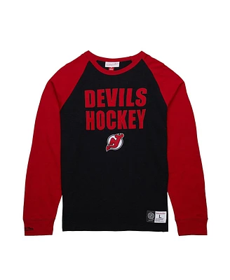 Mitchell & Ness Men's Black/Red New Jersey Devils Legendary Slub Raglan Long Sleeve T-Shirt