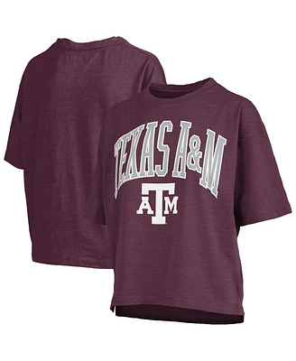 Pressbox Women's Maroon Texas A&M Aggies Nelson Arch Over Logo Waist Length Oversized Slub T-Shirt