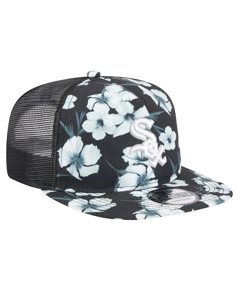 New Era Men's Black Chicago White Sox Adventure Pattern Golfer Trucker Snapback Hat