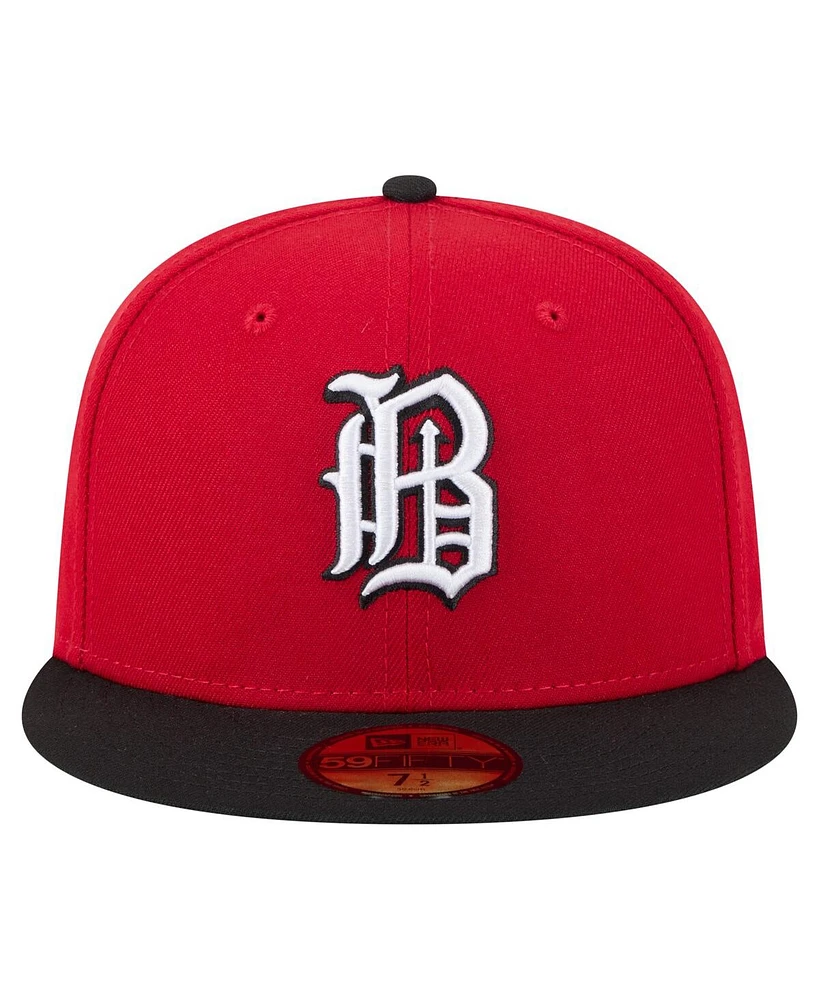 New Era Men's Red/Black Birmingham Barons Authentic Collection 59FIFTY Fitted Hat