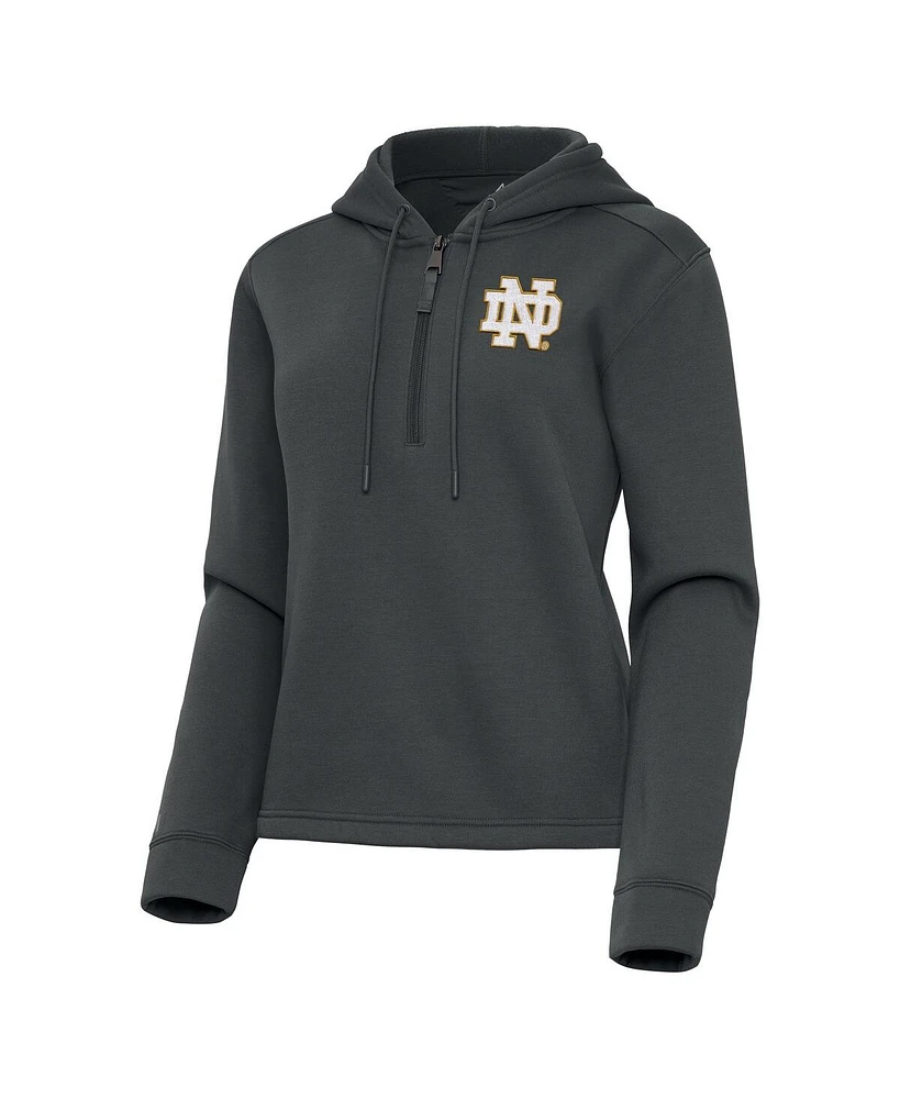 Antigua Women's Pewter Notre Dame Fighting Irish Contemporary Quarter-Zip Hoodie