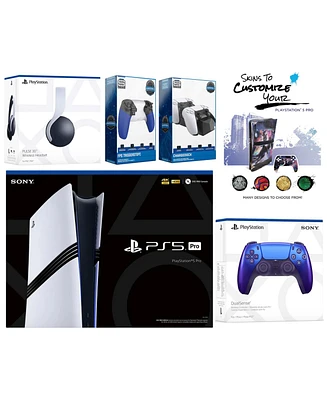Sony Playstation 5 Pro Bundle with White Pulse Headset, Extra Cosmic Red Controller, Trigger Stop Kit