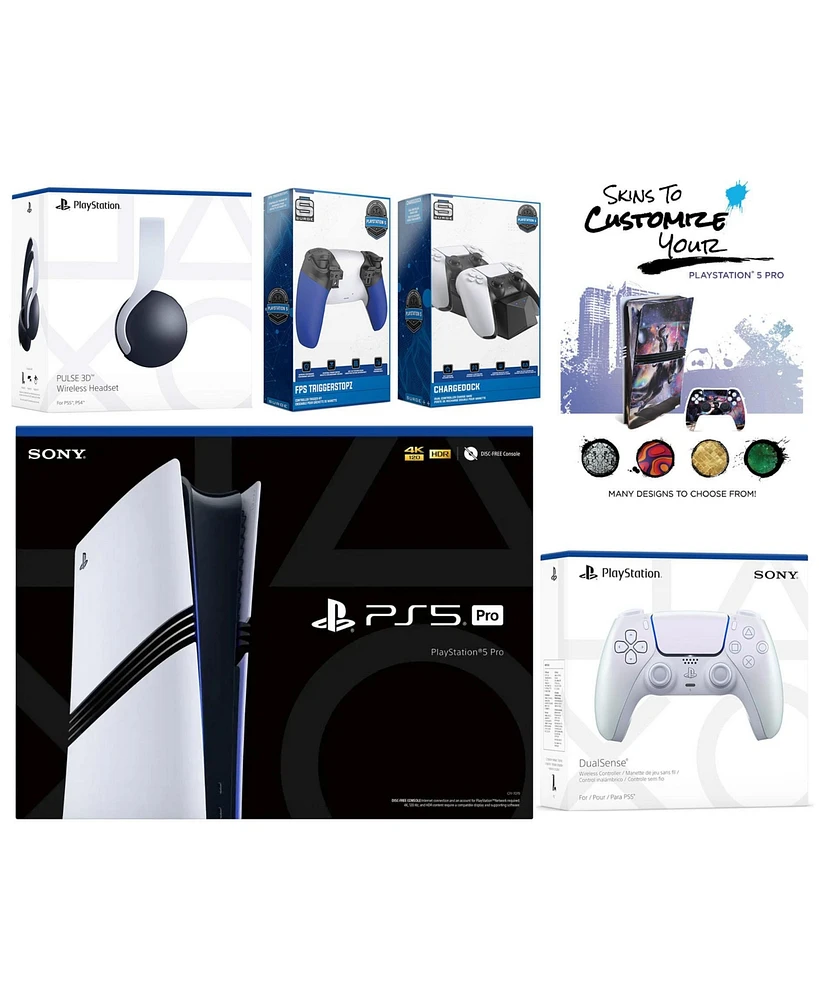 Sony Playstation 5 Pro Bundle with White Pulse Headset, Extra Cosmic Red Controller, Trigger Stop Kit