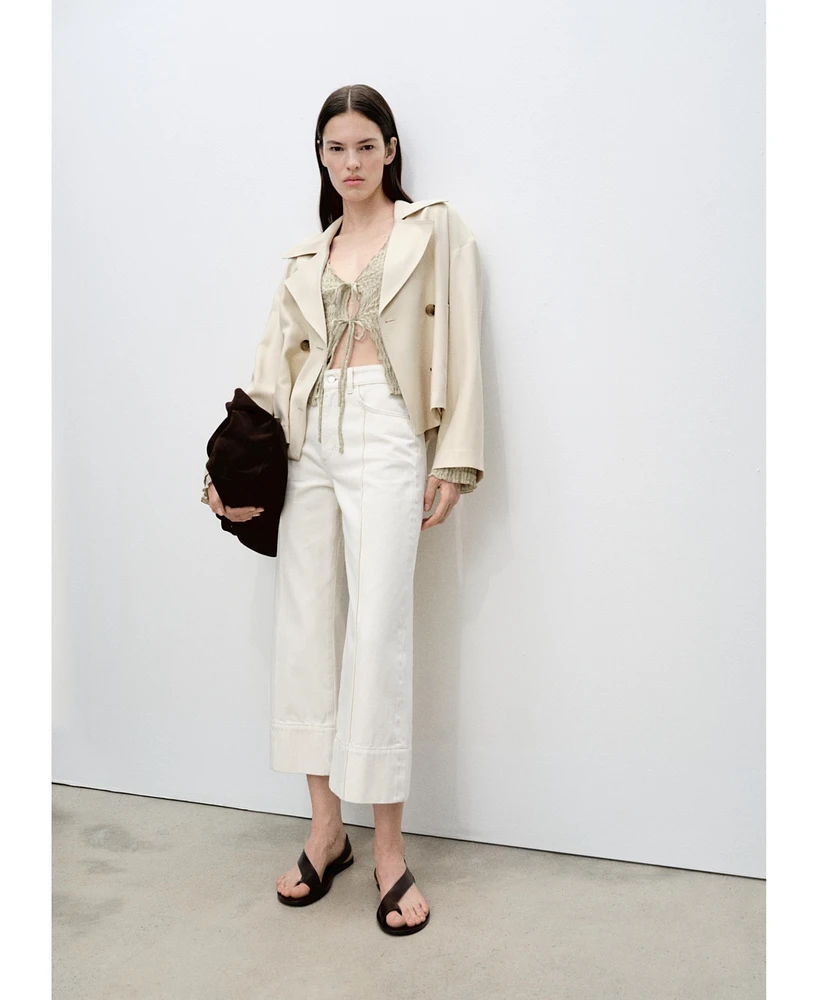 Mango Women's Cotton Texture Ties Cardigan Sweater