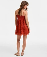 Row A Juniors' Emma Lace Babydoll Mini Dress