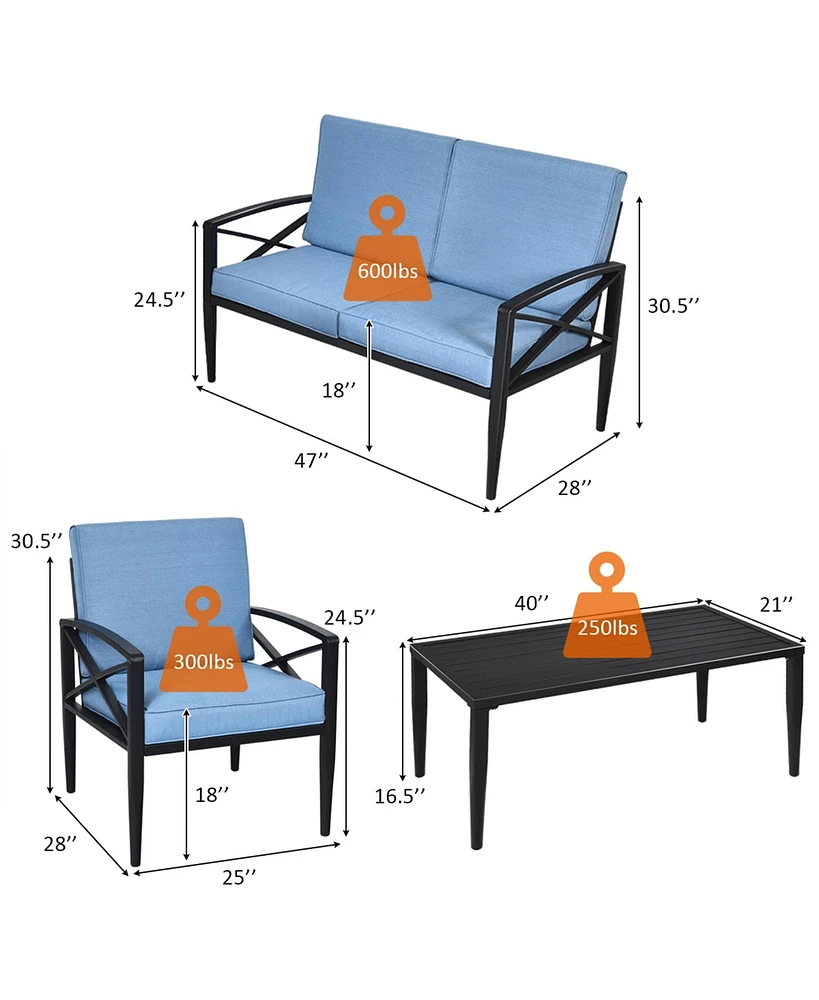 Gymax 8PCS Patio Sofa Conversation Set Outdoor Furniture Set Yard w/ Cushion